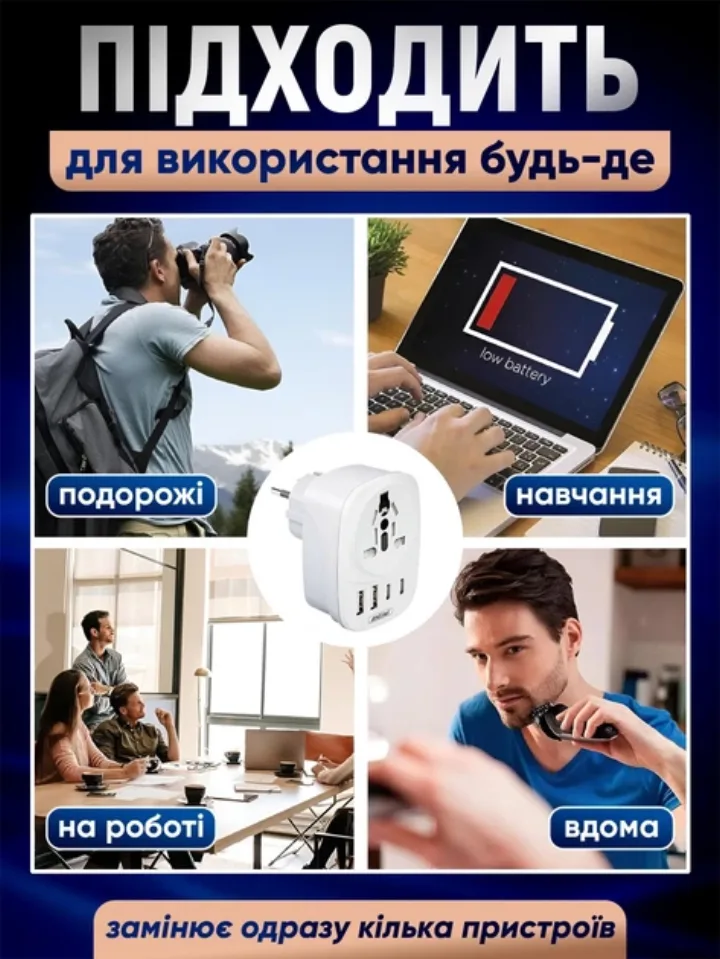 Використання адаптера вдома, на роботі та в подорожі