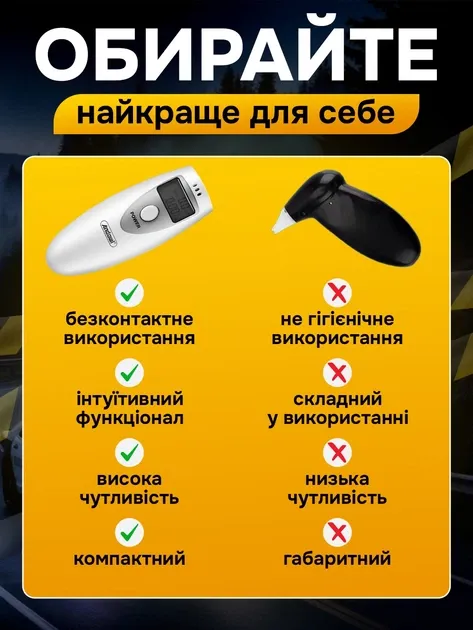 Порівняння: цифровий алкотестер точніший і зручніший за трубку