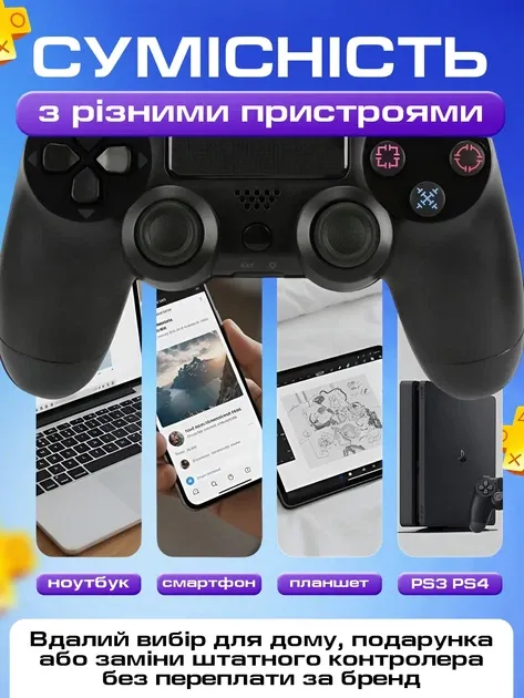 Сумісність з різними пристроями: ноутбук, смартфон, планшет, PS3, PS4