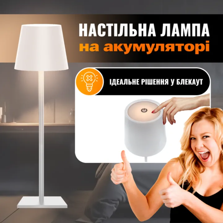 Настільна LED-лампа на акумуляторі (3 режими, USB, нічник)