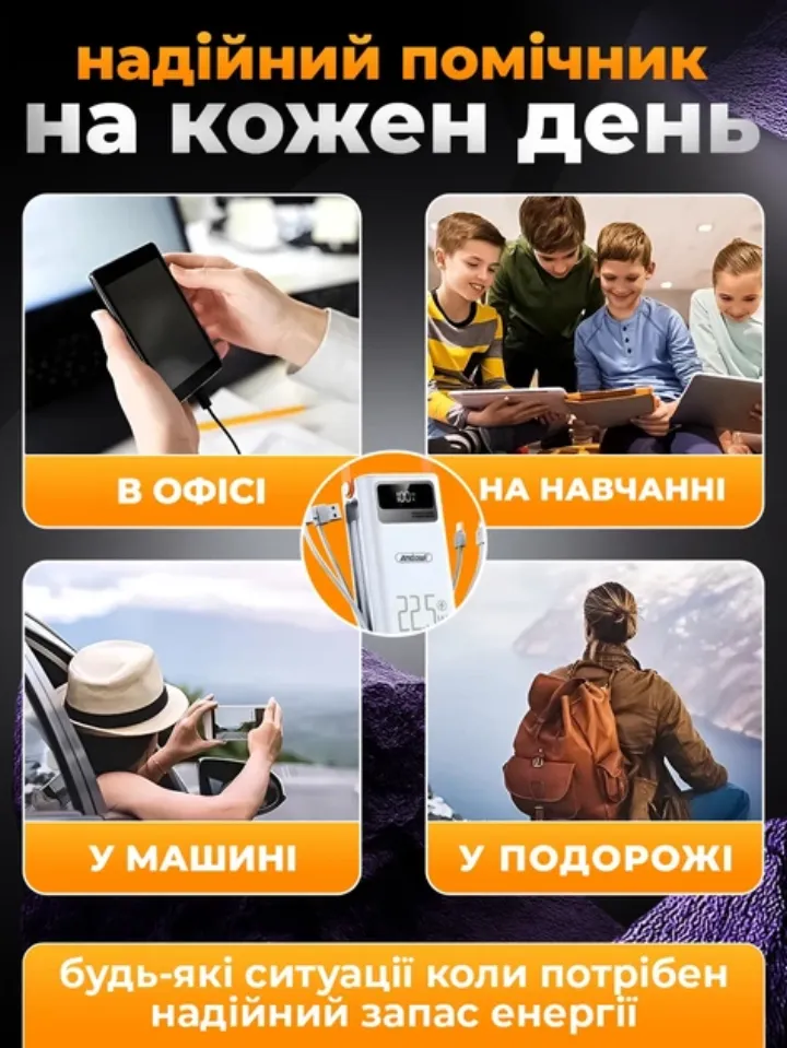 Повербанк для офісу, подорожей, навчання та поїздок на авто
