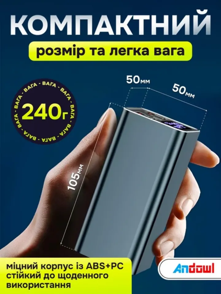 Повербанк 30000 mAh з швидкою зарядкою 100W PD/QC
