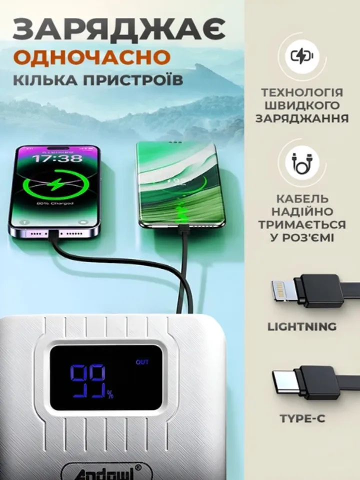 Одночасна зарядка кількох пристроїв через Lightning та Type-C