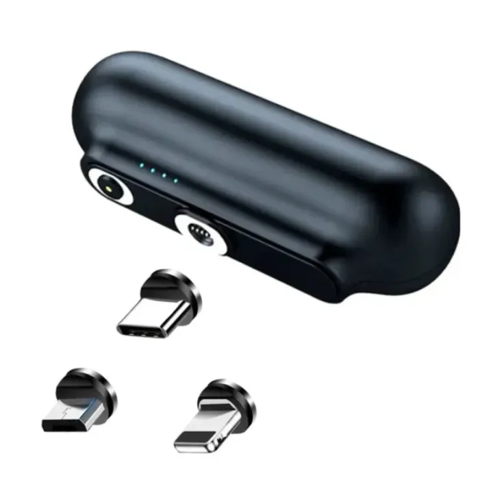 Три знімні магнітні конектори повербанка: USB-C, Micro-USB та 8-pin