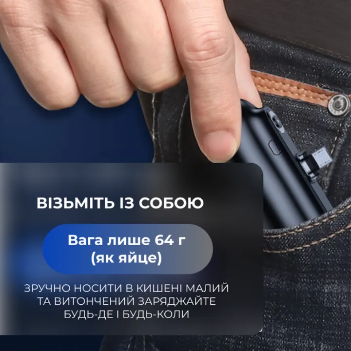 Компактний магнітний повербанк у кишені джинсів