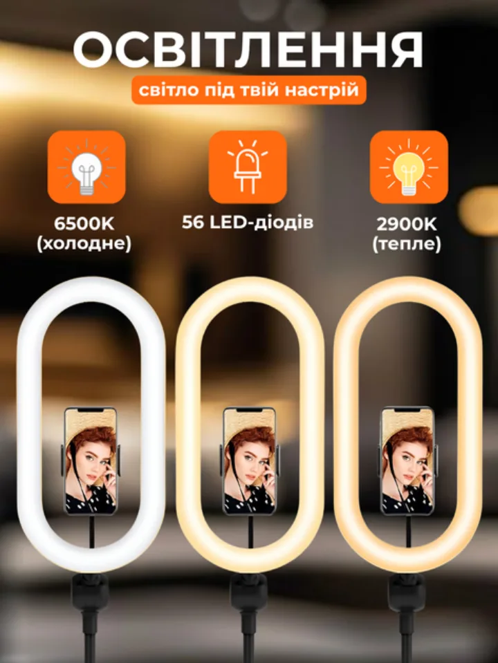 56 LED-діодів, тепле і холодне світло 2900K-6500K