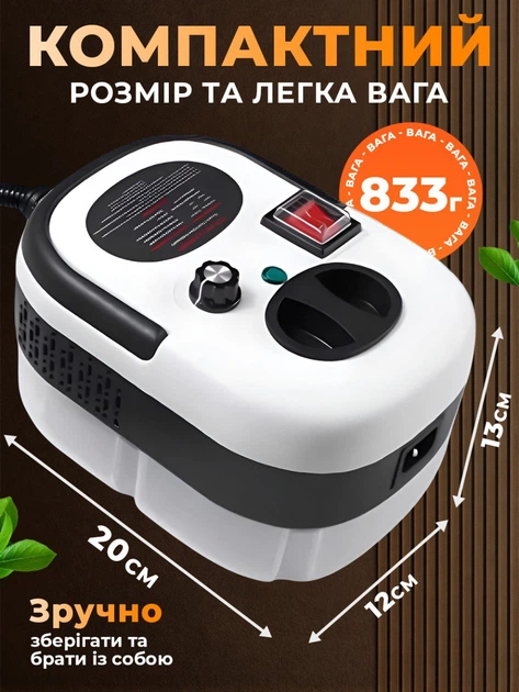Компактний розмір 20×12×13 см та легка вага 833 г