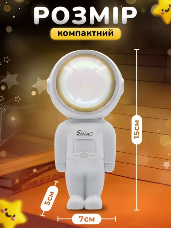 Компактний розмір нічника-проектора 15х7х5 см