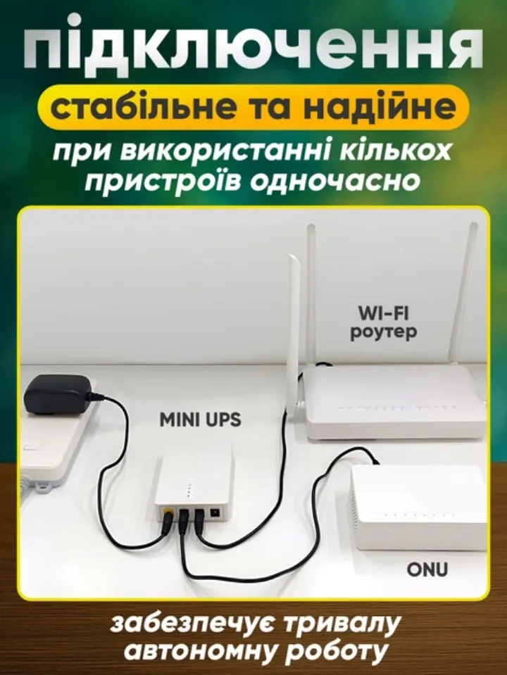 Підключення: MINI UPS, Wi-Fi роутер та ONU
