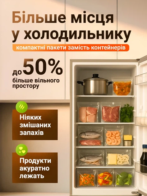 До 50% більше вільного місця в холодильнику