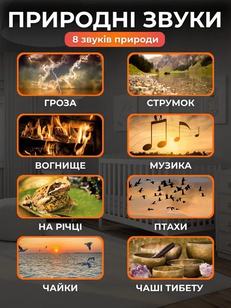 Білий шум і 8 звуків природи: гроза, струмок, вогнище, птахи